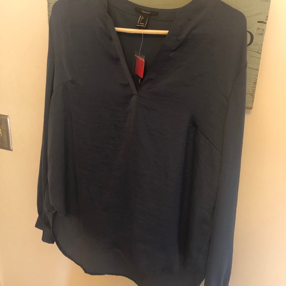 Blue v neck long sleeve NWT